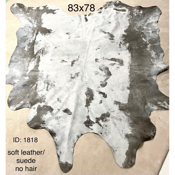 IKEA Other - IKEA Large Cowhide Smooth Gray And Brown Suede Leather Rug 83 X 78